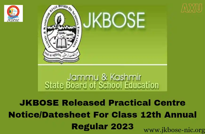 JKBOSE Released Practical Centre Notice