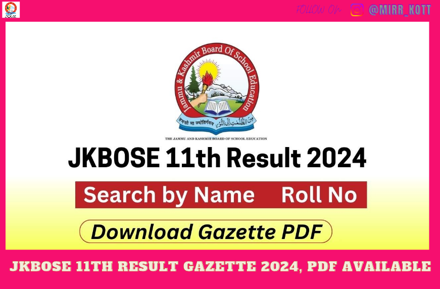 JKBOSE 11th Result Gazette 2024