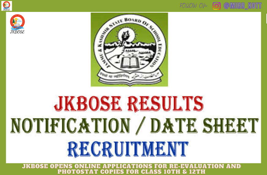 JKBOSE Opens Online Applications for Re-evaluation