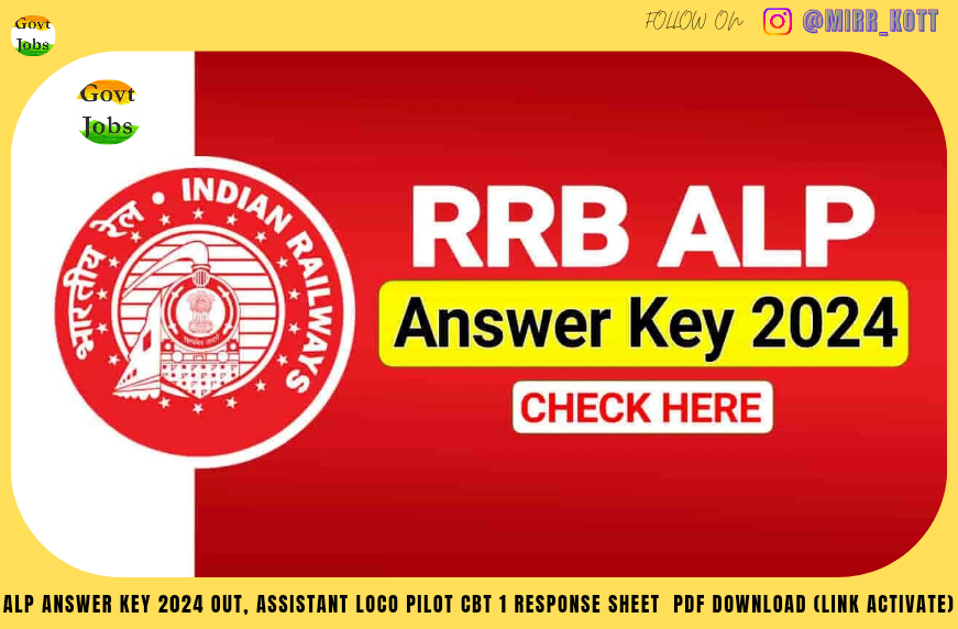 RRB ALP Answer Key 2024 Out